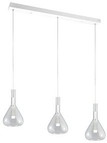 Бяло LED висящо осветително тяло със стъклен абажур Cipera – CINQUE