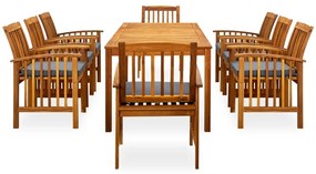 3058093  9 Piece Garden Dining Set with Cushions Solid Acacia Wood (45963+312130+2x312131)