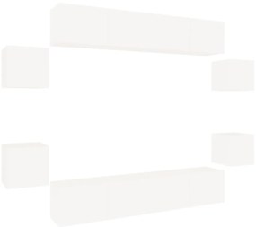 3114214 vidaXL Комплект ТВ шкафове от 8 части инженерно дърво Бял гланц