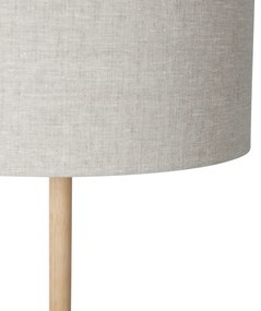 Рустикална подова лампа дърво с светлокафяв абажур - Mels