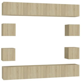 3078964 vidaXL Комплект ТВ шкафове от 8 части, дъб сонома, инженерно дърво