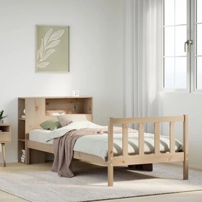 3321680 vidaXL Легло с рафтове за книги, без матрак, 90x200 см, бор масив