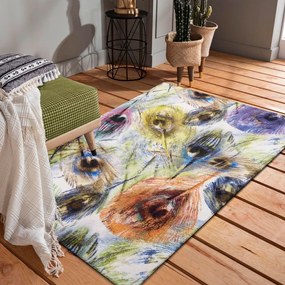 Феноменално оцветен килим с мотив паунови пера Ширина: 120 см | Дължина: 170 см