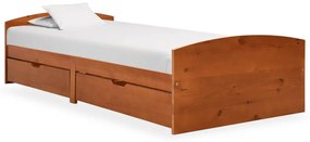 322156 vidaXL Рамка за легло с 2 чекмеджета меденокафява бор масив 90х200 см