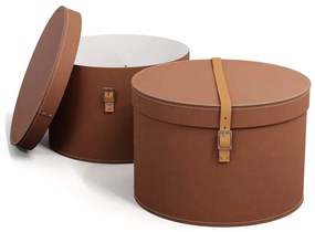 Кафяви картонени кутии за съхранение в комплект 2 бр. с капаци ø 37,5x25 cm Rut Restore Paper Laminate – Bigso