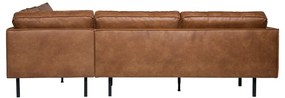 Кафяв ъглов диван от изкуствена кожа (десен ъгъл/L форма) Rodeo – WOOOD