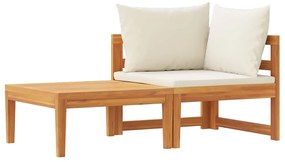 316316 vidaXL Градински лаундж комплект с кремави възглавници 2 части акация