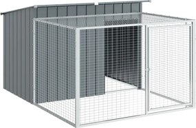 Кучешка къща с волиера, антрацит, 153x194x110 см, стомана