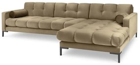 Бежов ъглов диван от кадифе , десен ъгъл Bali - Cosmopolitan Design