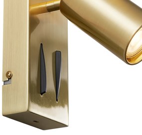 Модерна месингова стенна лампа с 2 светлини, регулируема с USB-C порт - Lesly