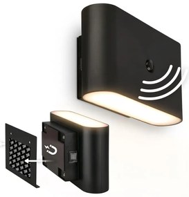 Briloner 3878015 – LED акумулаторна стенна лампа с датчик CHAT, LED/3W/5V, 2000 mAh, черна