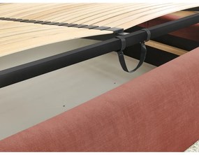 Оранжево тапицирано двойно легло с място за съхранение с решетка 160x200 cm Vernon - Bobochic Paris