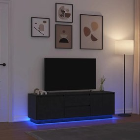 3328427 vidaXL ТВ шкаф с LED осветление, черен, 160,5x41x50 см