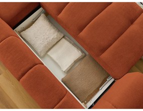 Сгъваем/с място за съхранение ъглов диван в тухлен цвят (десен ъгъл) Fuji – Bobochic Paris