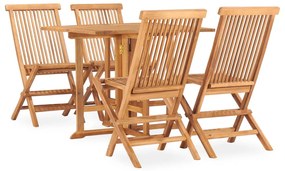 3059981 vidaXL Градински трапезен комплект, сгъваем, 5 части, тик масив