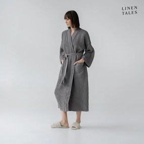 Тъмносив халат за баня размер L/XL Honeycomb - Linen Tales