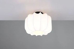 Бяло метално осветително тяло за таван с текстилен абажур ø 25 cm Madleine – Reality