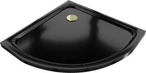 Mexen Flat полукръгъл душ корито тънък 100 x 100 см, черен, сифон златен - 41701010G