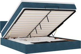 3312564 vidaXL Османска легло с матрак и LED, тъмносиньо, 160x200 см, кадифе