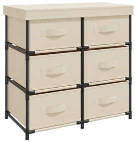 337258 vidaXL Шкаф за съхранение с 6 чекмеджета, 55x29x55 см, кремав, стомана