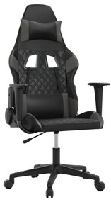 345515 vidaXL Масажен гейминг стол, черно и сиво, изкуствена кожа