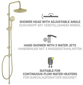 Матово златист душ комплект от неръждаема стомана 101 cm Young Line – Wenko