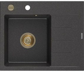Mexen Ben гранитна мивка с 1 отделение и отцедник, лява, 600 x 500 мм, черно с