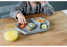 Сива силиконова детска чиния 16x25 cm – Kindsgut