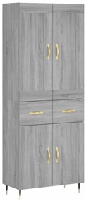 3199863 vidaXL Висок шкаф, сив сонома, 69,5x34x180 см, инженерно дърво