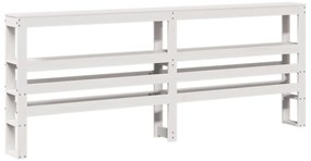 850876 vidaXL Горна табла с рафтове, бяла, 180 см, масивно дърво бор