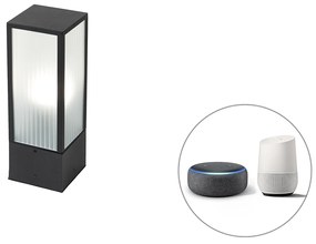Интелигентна стоеща външна лампа черна с релефно стъкло 40 см с Wi-Fi A60 - Charlois