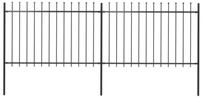 Градинска ограда с пики, стомана, 3,4x1,2 м, черна