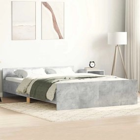 3203785 vidaXL Рамка за легло с горна и долна табла, бетонно сива, 140x190 см