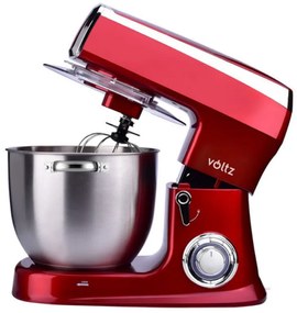 Планетарен миксер Oliver Voltz OV51115A, 2100W, 7.5 литра, 6 скорости + Pulse, 3 бъркалки, Червен