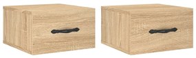 829811 vidaXL Нощни шкафчета за стенен монтаж, 2 бр, сонома дъб, 35x35x20 см