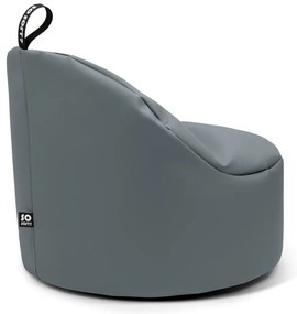 Сив детски пуф от изкуствена кожа Round M – So Soft?