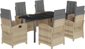 3212405 vidaXL Градински комплект с възглавници 7 части бежов микс полиратан