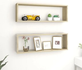 807115 vidaXL Стенни рафтове 2 бр дъб сонома 80x15x26,5 см инженерно дърво