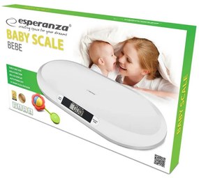 Бебешка везна Esperanza Bebe EBS019, До 20 кг, LCD екран, Функция HOLD, Бял