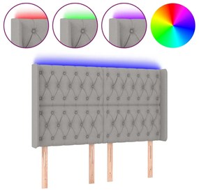 3124390 vidaXL LED горна табла за легло, светлосива, 163x16x118/128 см, плат