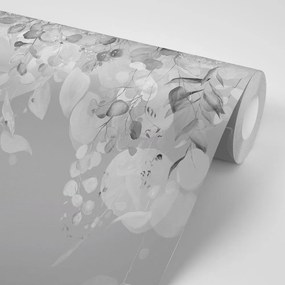 Тапет – Нежни листа в сив костюм