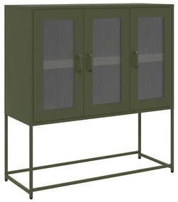 853408 vidaXL Бюфет, маслиненозелен, 100,5x39x107см, студеновалцувана стомана