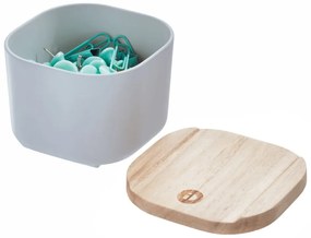 Сива кутия за съхранение с капак, изработена от дърво от пауловния , 9 x 9 cm Eco - iDesign
