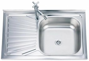 Кухненска мивка ICK 8050A*18 L, алпака, ляв плот, със сифон, 80x50см