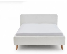 Бяло тапицирано двойно легло с място за съхранение с решетка 180x200 cm Mattis - Meise Möbel