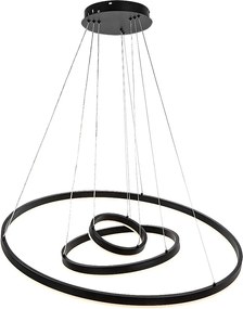 Rabalux Isaure, полилей с 3 кръгли елемента, черна метална лампа с бял акрилен абажур, сребрист метален кабел, 100W, с абажур: 8