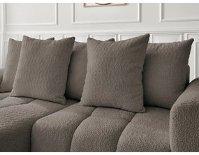 Кафяв сгъваем/с място за съхранение ъглов диван от прежда с примки от букле (ляв ъгъл) Roxelane – Bobochic Paris