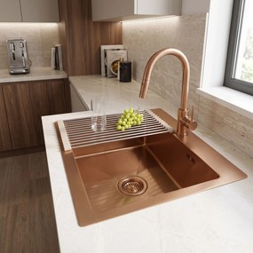 Стоманена мивка с комплект аксесоари 3 бр. REA Leo 50 Brush Copper