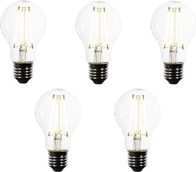 Комплект от 5 E27 LED крушки A60 прозрачни 2.2W 470 lm 3000K