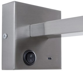 Модерна стоманена стенна лампа с USB-C, накланяща се - Rex